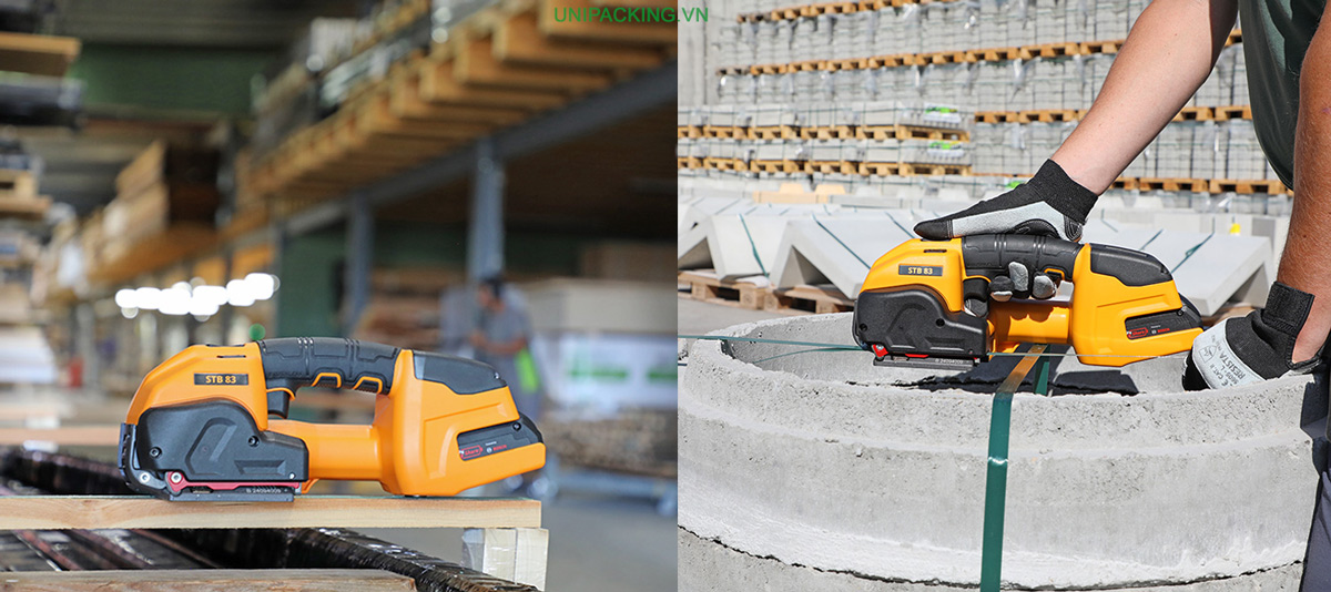 ứng dụng Máy đóng đai nhựa 16 mm cầm tay Strapex STB 83
