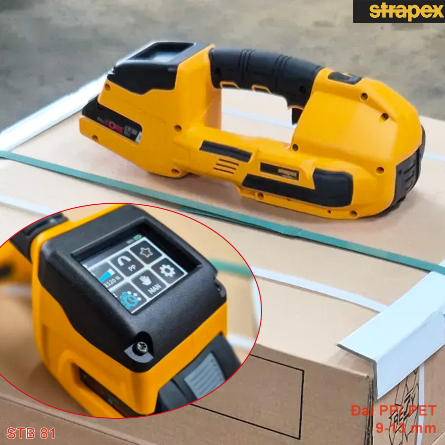 úng dụng Máy đóng đai nhựa 9-13 mm dùng pin Strapex STB 81