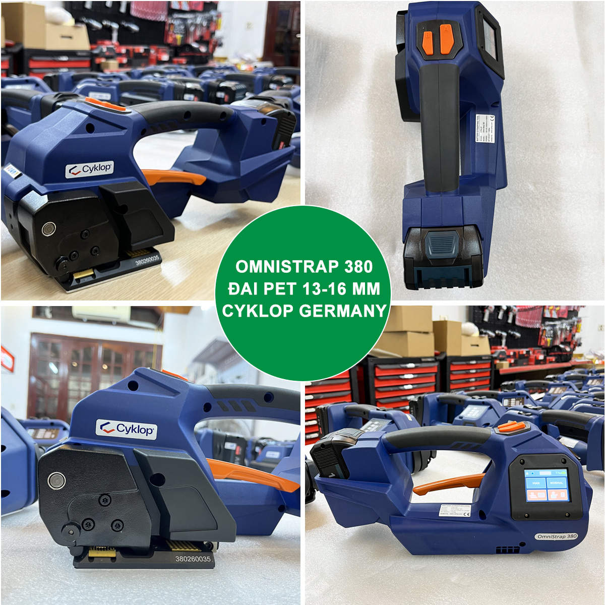 máy đóng đai nhựa PET PP 13-16 mm dùng pin Omnistrap 380 Cyklop