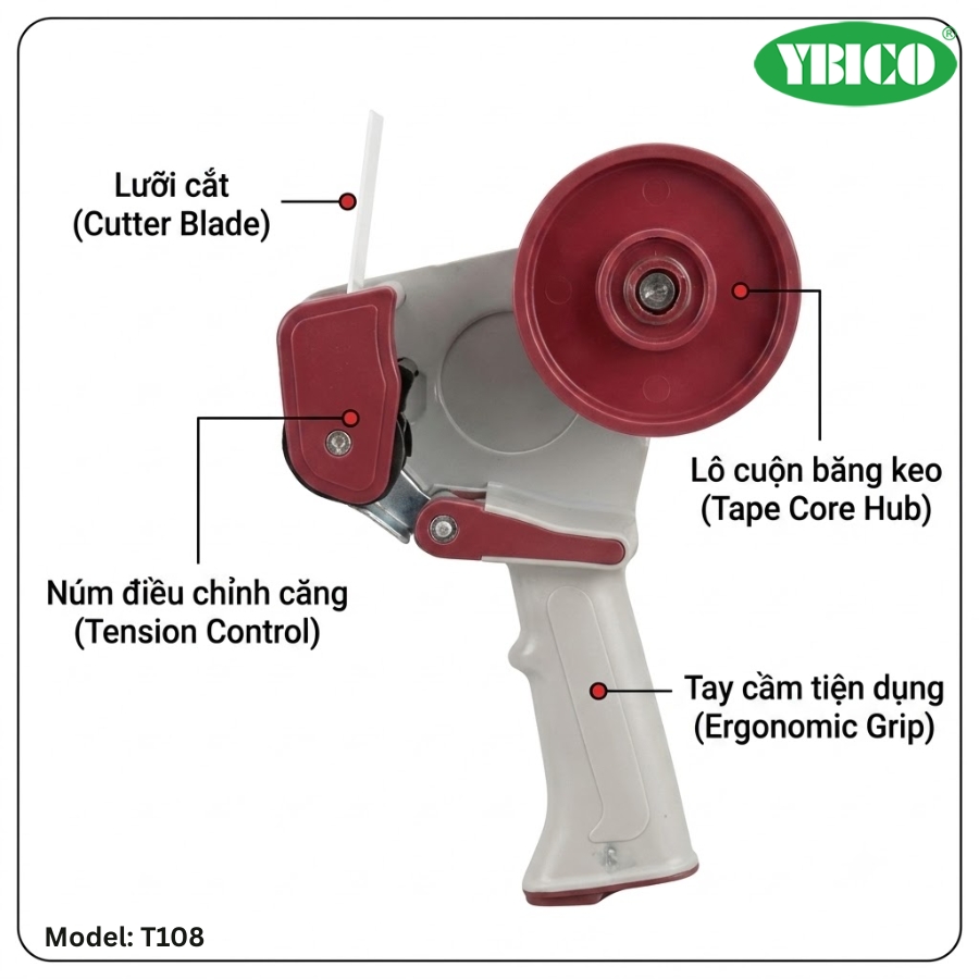 Dụng cụ cắt băng keo cầm tay Ybico T108
