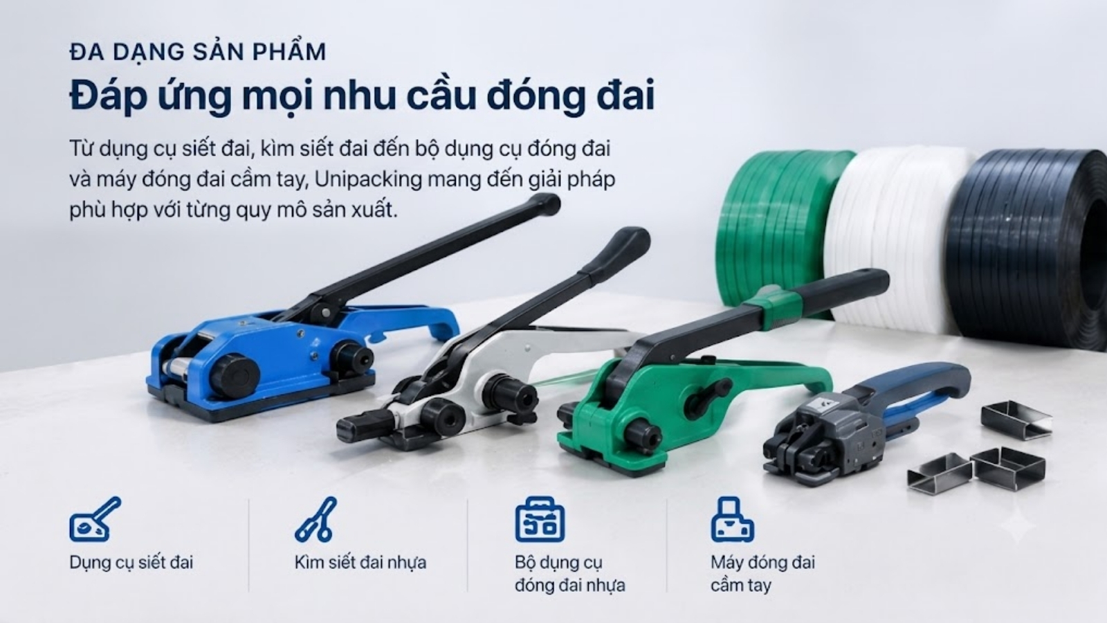 Dụng cụ siết đai nhựa – Giải pháp cho kiện hàng và pallet