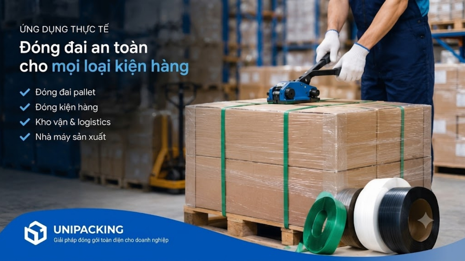 Dụng cụ siết đai nhựa – Giải pháp cho kiện hàng và pallet