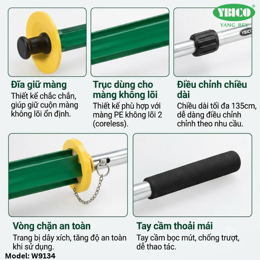 Dụng cụ quấn màng PE pallet YBICO W914 lõi 2 inch